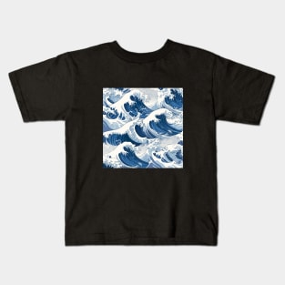 Hokusai Waves - Anime Patterns Kids T-Shirt